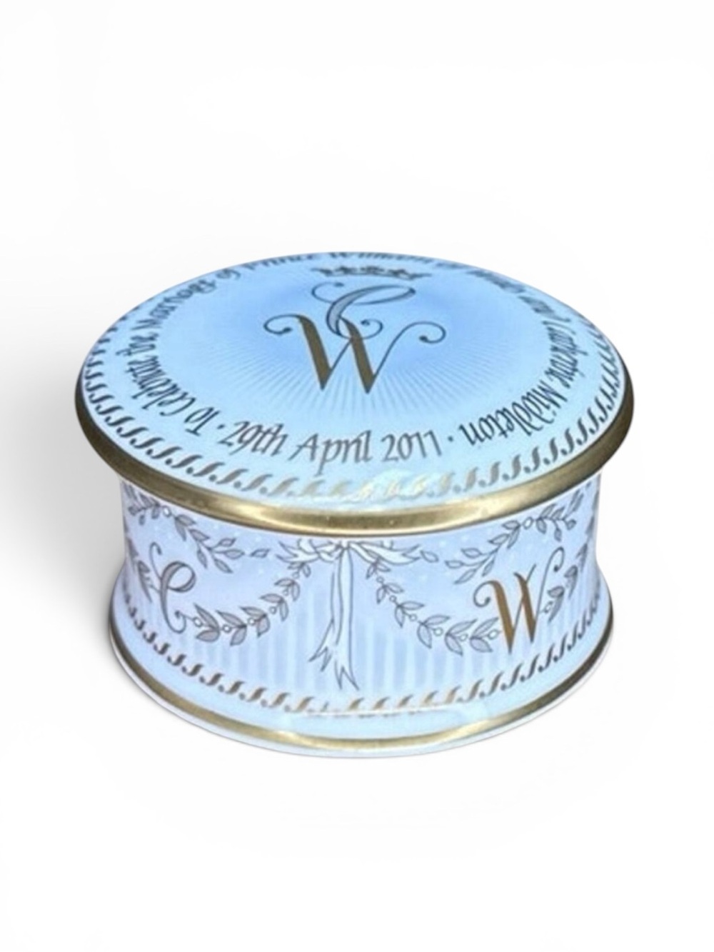 William & Catherine 2011 Marriage Round Trinket Box Royal Collection Bone China